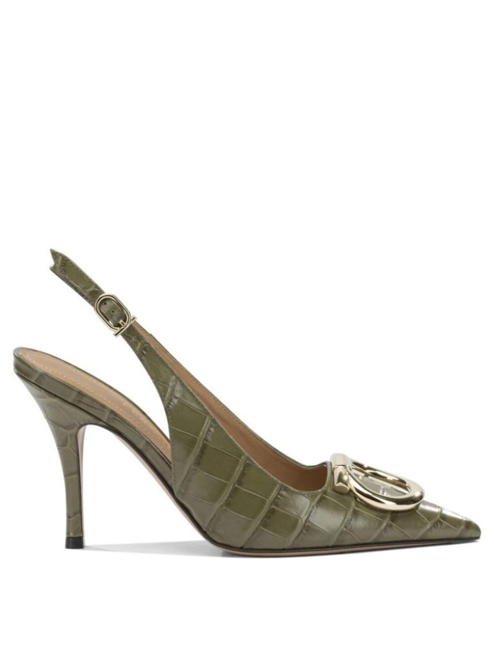Ferragamo Sara Croc 65Mm Slingback 8 Women